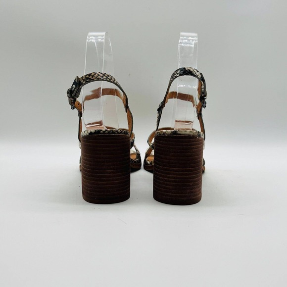 Madewell Womens 7.5 Gray Leather Snake Print Block Heel Strappy Shoes EUC - Picture 6 of 12